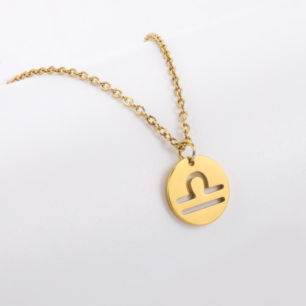 Stainless Steel Star Zodiac Sign Necklaces 12 Constellation Choker Pendants Aries Libra Leo Collier Birthday Gift