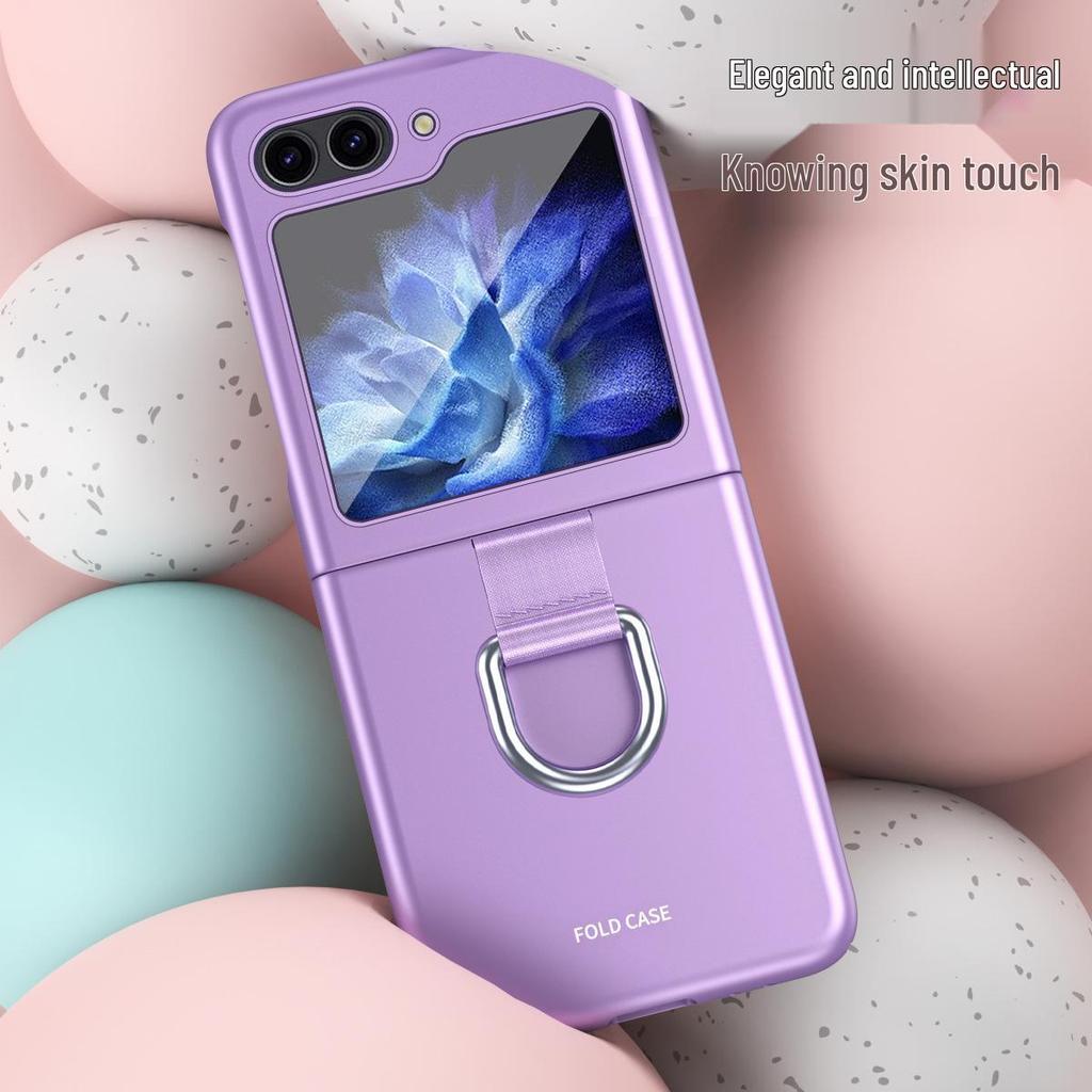 Samsung Z Flip7 Silk Ribbon Lanyard Case: Full Coverage, Skin-feel Protective Case with Ring Holder for Flip6/5.