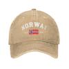 Vintage Norwegen Est. 1814 Norwegische Flagge Baseballkappe für Herren Damen Used-Denim Kopfbedeckung Outdoor Sommerhüte Kappe