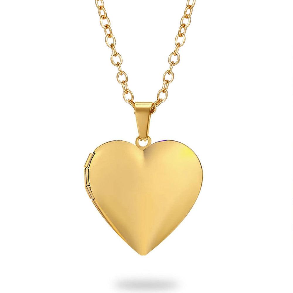 European Cross-border Fashion 316L Stainless Steel Heart-Shaped Glossed Can Open Necklace with Sweater Chain