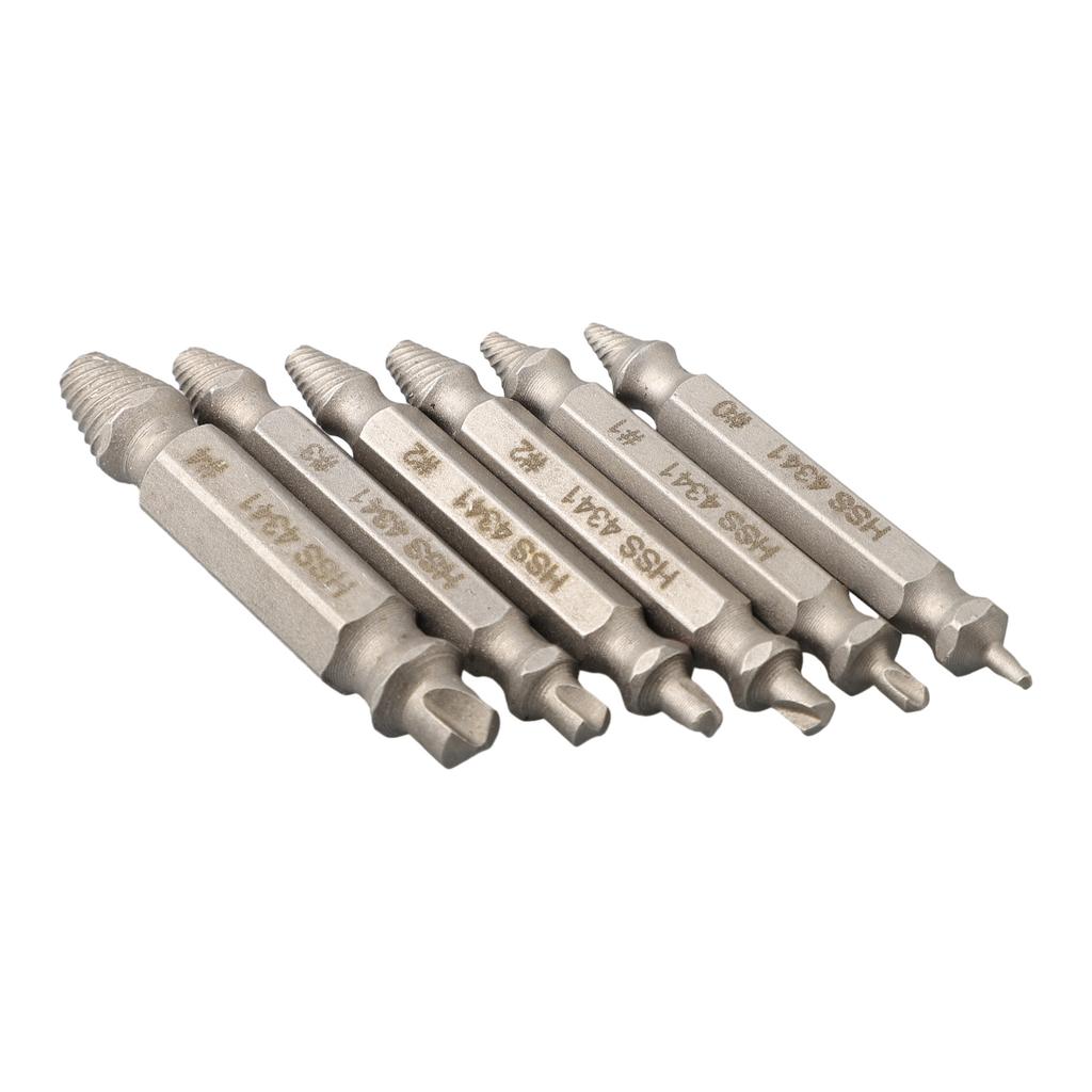 High Speed Steel 6PCS Broken Bolt Extractor Set Efficient Tools for Stripped Screw Removal Includes Storage Organizer