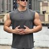 American Style Men's Summer Wide Shoulder Cotton Fitness Vest Casual Sports Running Sleeveless Top
