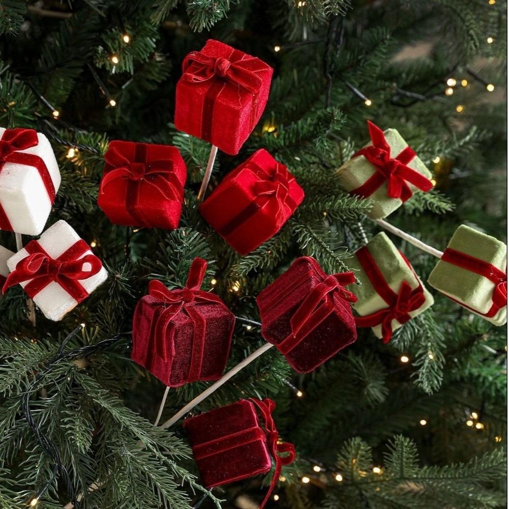 Flannel Gift Box Christmas Decorations Simulated Flower Arrangement Christmas Flowers Xmas Tree Decorations