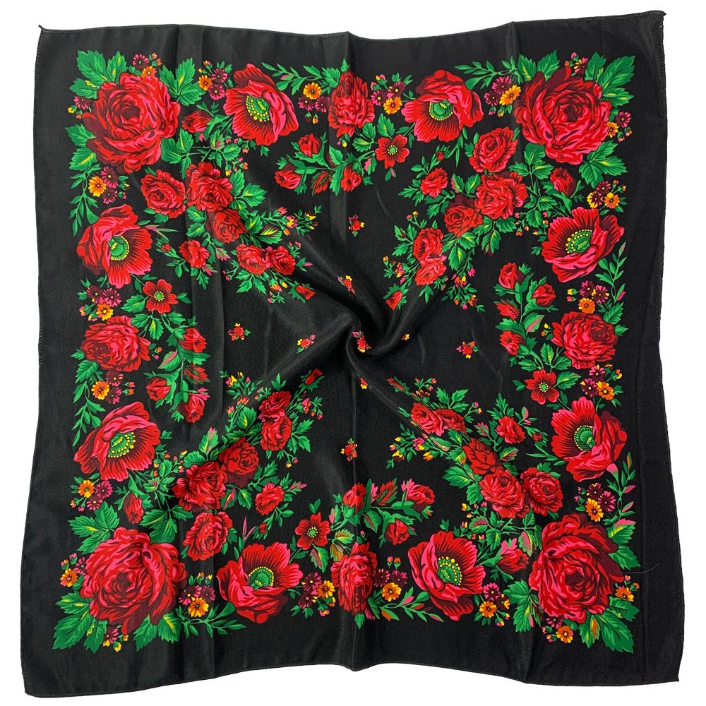 70*70Cm Russian Square Scarf Women Luxury Floral Print Bandana Lady Headband Scarves Babushka Handkerchief Head Wraps