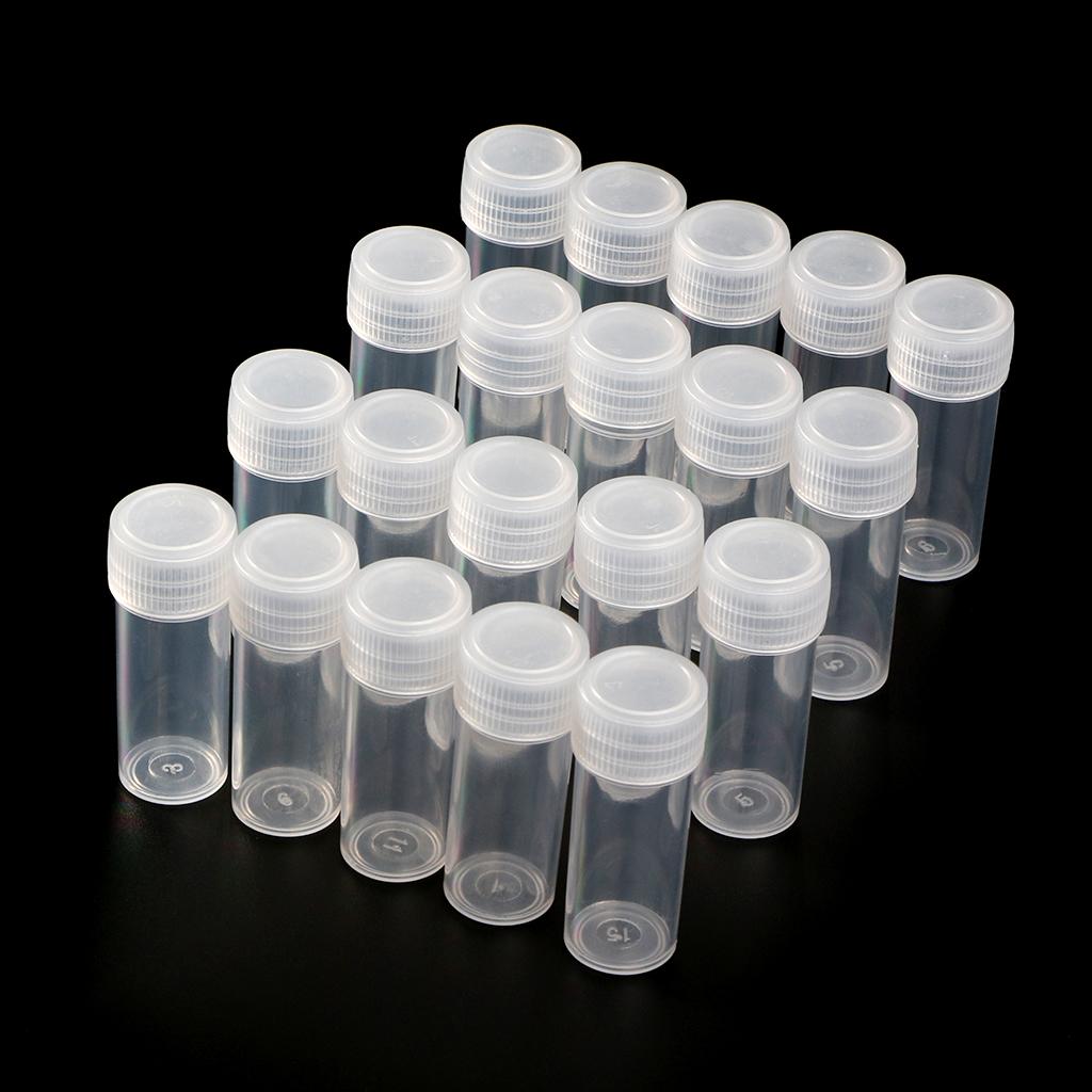 20 Pcs Practical Empty Plastic Bottles with Lids 5ml Small Vials Sample Container for Office School Chemistry Supplies