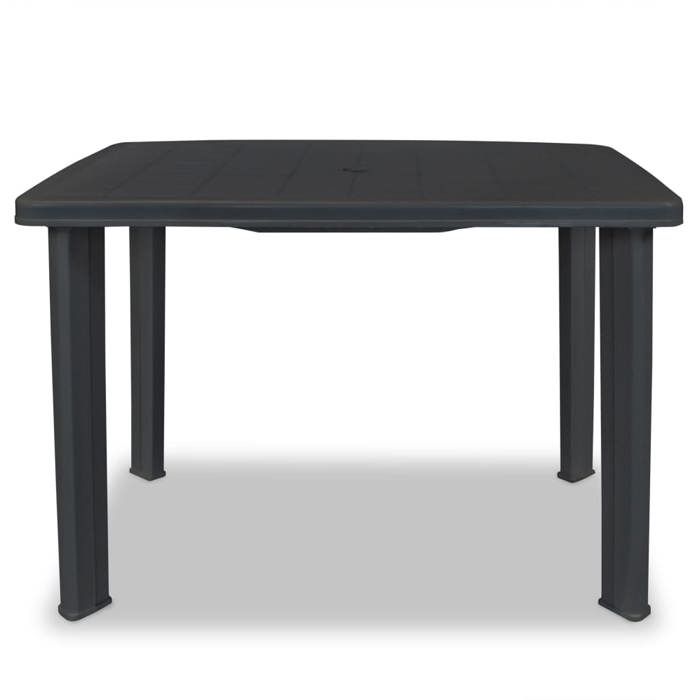 VidaXL Table de Jardin 101x68x72 cm, Plastique, Anthracite, Résistante aux Intempéries, Pour Balcon ou Jardin, Trou pour 43594