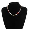 Small Flower Beaded Necklace Imitation Pearl Choker Necklace Party Jewelry