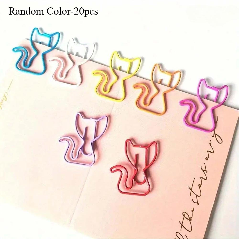 20pcs Metal Paper Clips Cat Dog Musical Notes Assorted Color Paperclips Bookmark Teacher Office Supplies