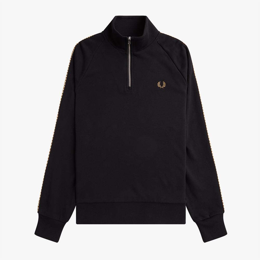 Fred Perry [Sharp] Checkerboard Tape Half-Zip Sweatshirt - Black Afpm2336587-102