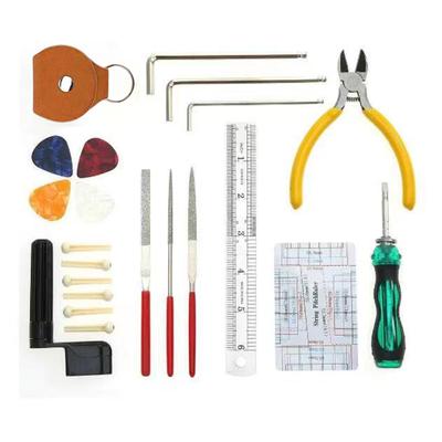 23PCS Guitar Repair Kit Guitar Maintenance Tools Guitar Setup Kit with Guitar Picks String Ruler Guitar Wrench for