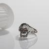 Personalized Trendy Ring Fashion Open Ring S925 Silver Inlaid Natural Garnet Skull Ring Women