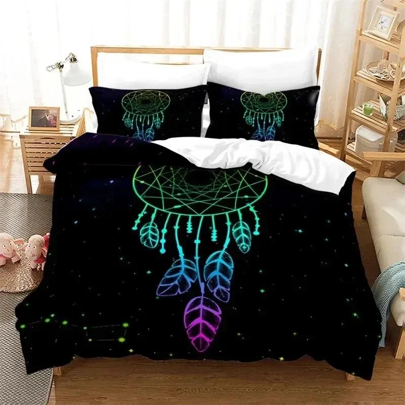 3D Print Dreamcatcher Bohemia Mandala Feathers Comfortable Duvet Quilt Cover Pillowcase Bedding Set Decoration Home Textile