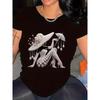 Elegant Pearl Lady Graphic T-Shirt Women’s Casual Crew Neck Short Sleeve Luxury Art Print Top