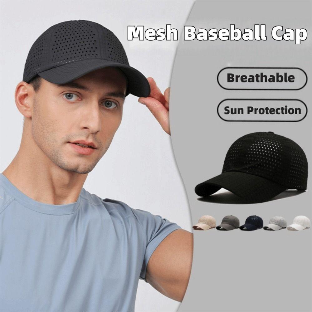 Summer Mesh Baseball Cap Solid Color Breathable Sun Hat Quick Dry Sun Protection Peaked Cap