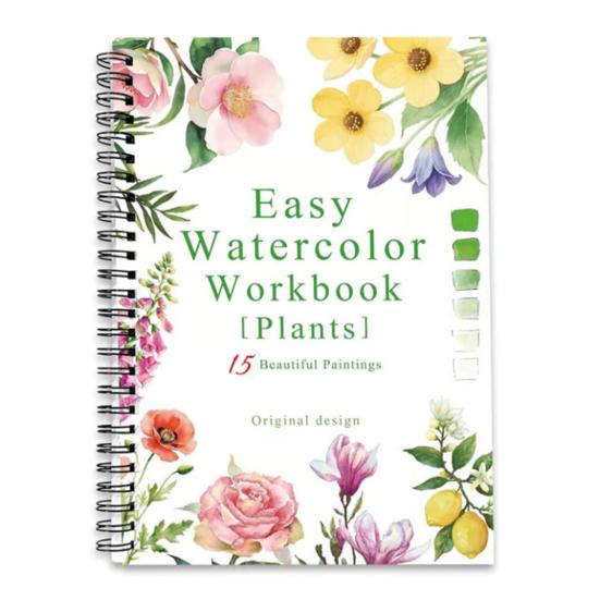 Watercolor Painting Workbook Kids Adults Beginners Watercolor Coloring Book 15 Paintings Botanical Plants Animal Painting Book
