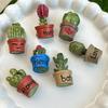 Yousheng Cartoon Potted Cactus Fridge Magnet Resin 3D Mini Potted Plants Refrigerator Magnet Kitchen Home Office Decoration