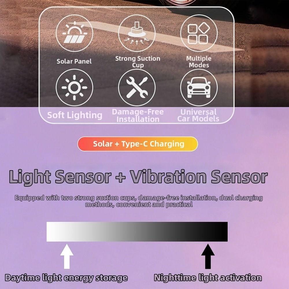 Wireless Solar Powered Demon Eye Car Light Suction Cup Smart LED Lights Cool EYE Ambient Lights