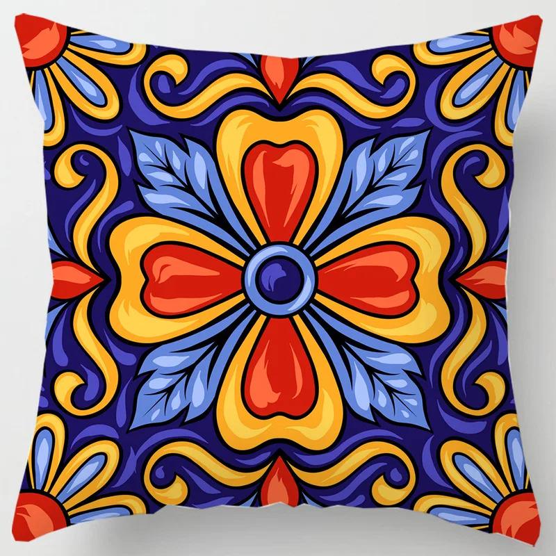 Colorful national floral antique porcelain print Pillowcase Comfortable sofa car Seat cushion cover Bohemian Hippie home decor