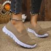 Mesh breathable flat bottom solid color casual fly-woven single shoes women's new large size