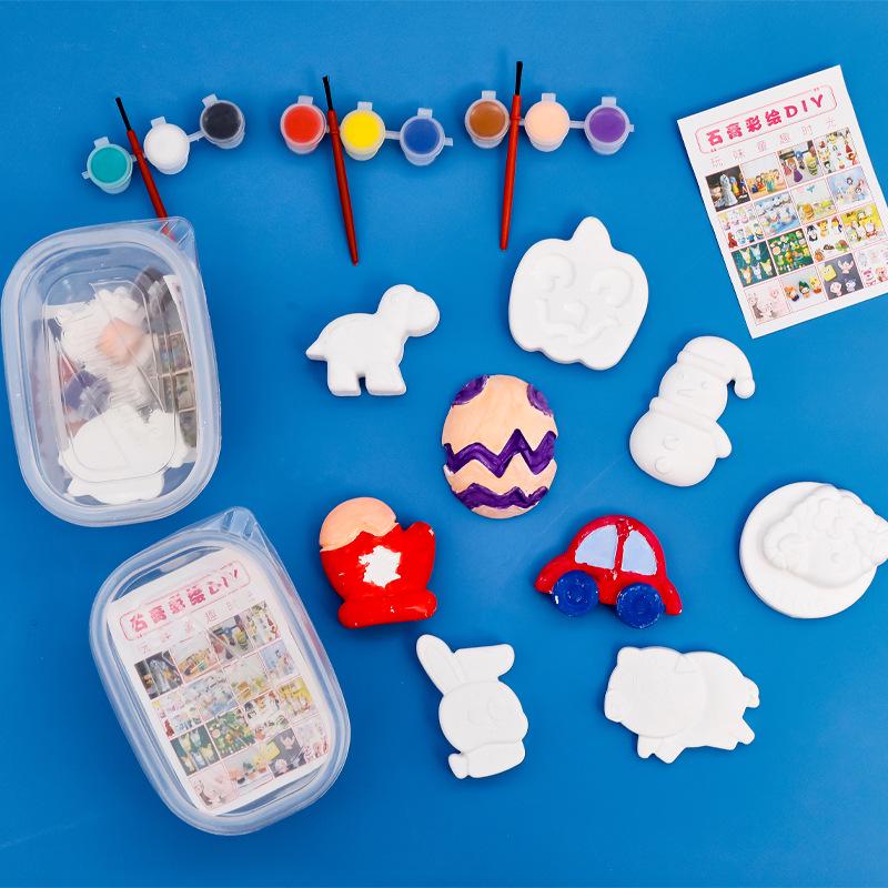 Handmade DIY Plaster Dolls for Kids: Cute Parent-Child Interactive Cartoon Painting Gift Set