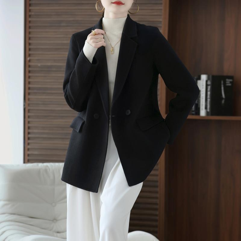100% Wool Women Jacket TIDENOVEL Autumn Wool Blazer Handmade Suit Jacket Winter Warm Wool Coat