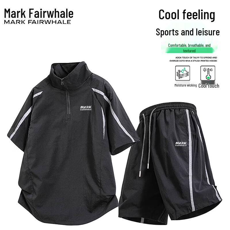 MARK FAIRWHALE Men s Summer Cool Quick-Dry Two-Piece Set L