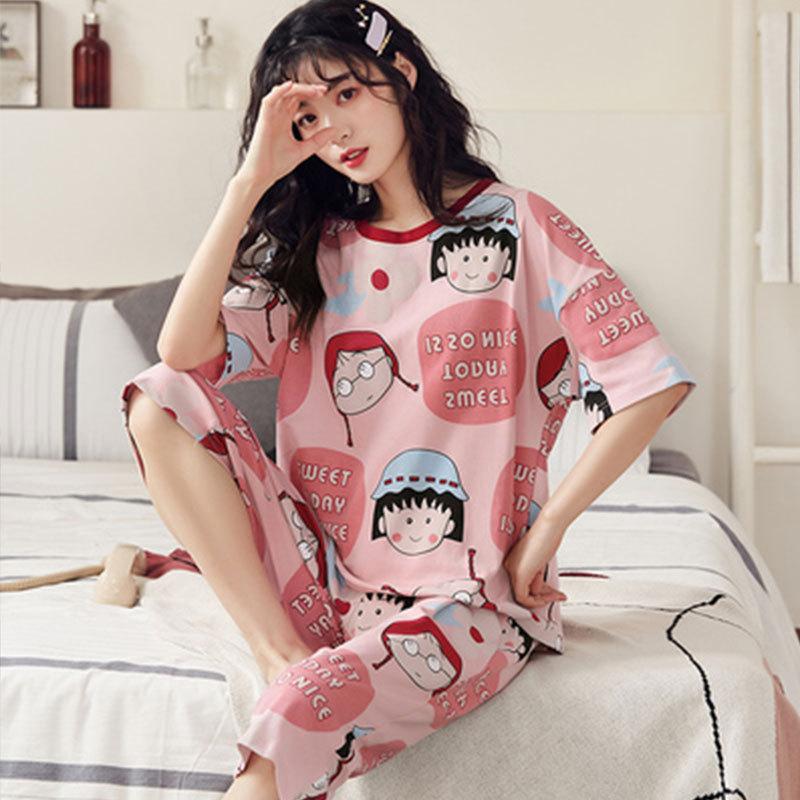 Cute Girly Summer Cartoon Winnie the Pooh Pajamas Women's Short-sleeved Shorts Crew Neck Suit Can Be Worn Outside Loungewear