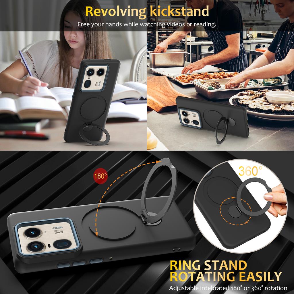 For Motorola Moto X50 Ultra 5G/Motorola Edge 50 Ultra 5G Magnetic Case Rotating Ring Kickstand TPU + PC Back Cover