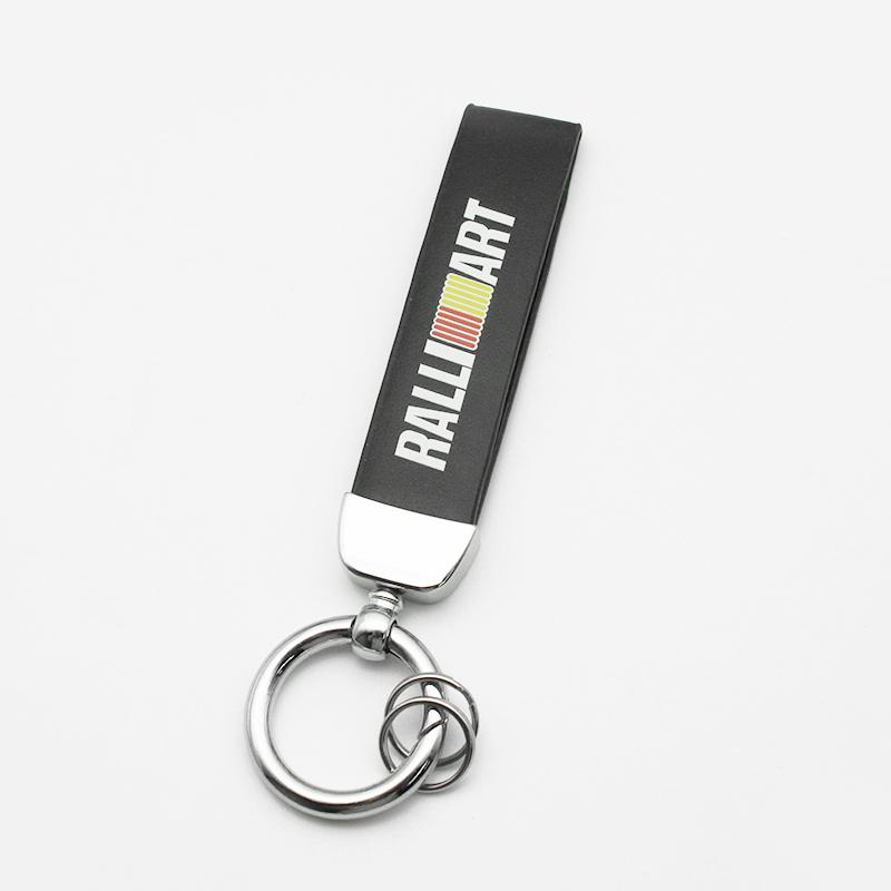 For Mitsubishi Outlander ASX Eclipse Cross Pajero Lancer 3D Metal Leather Car Styling Keychain Key Rings Key Holder Accessories