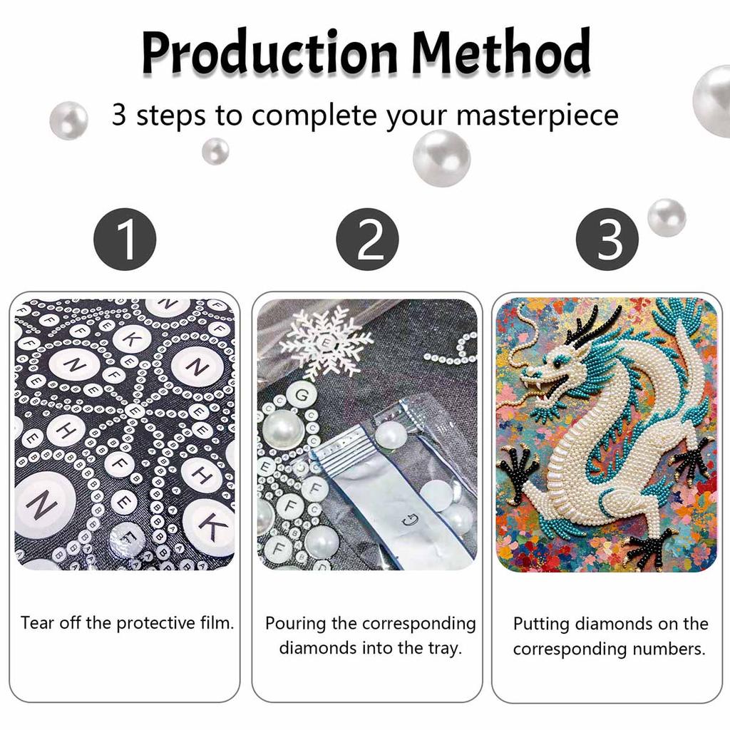 Chinese Dragon Pearl Painting 5D DIY Rhinestone Embroidery Handmade Art Decor Creative Gift for Home Interior Decoration