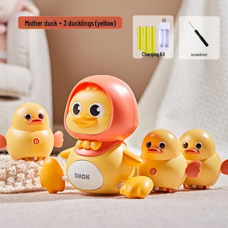 Children's Musical Crawling Duck Toy with Magnetic Suction and Lights for Early Education