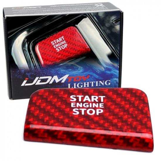 

Red Real Carbon Fiber Engine Start Stop Button Cover For BMW 5 7 Series i5 i7 X3