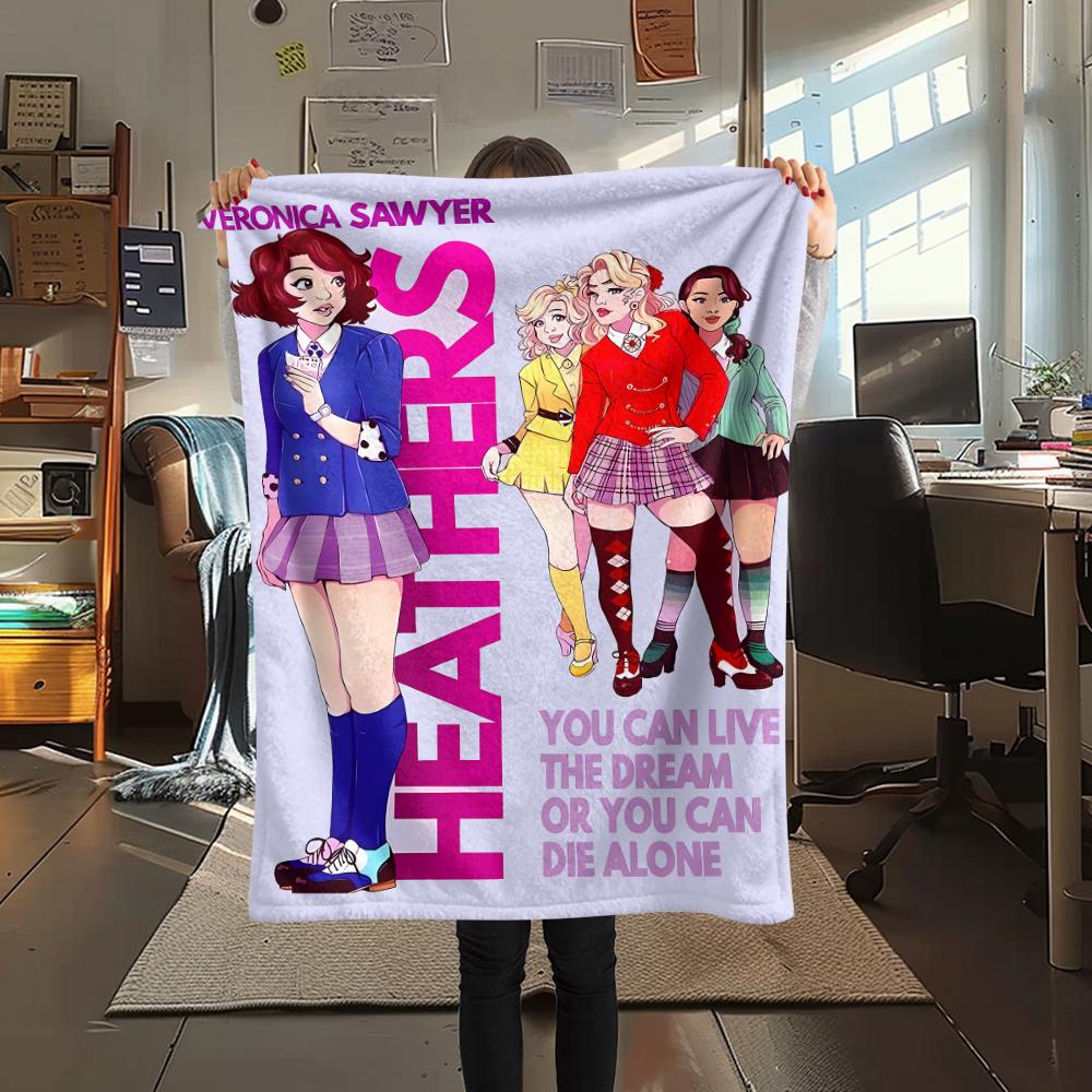 1PC Heathers Print Flannel Blanket, High quality All Seasons, Home Decor, Warmth and Comfort, Perfect for Christmas Gifts