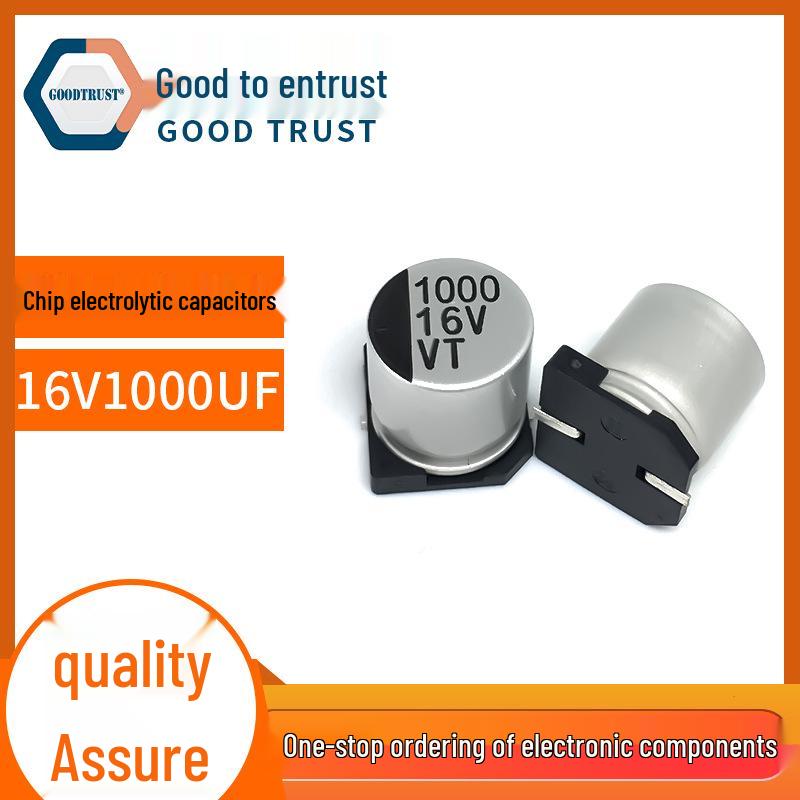 VT Series 16V 1000uF Surface Mount Electrolytic Capacitor, 10x10.5mm SMD.