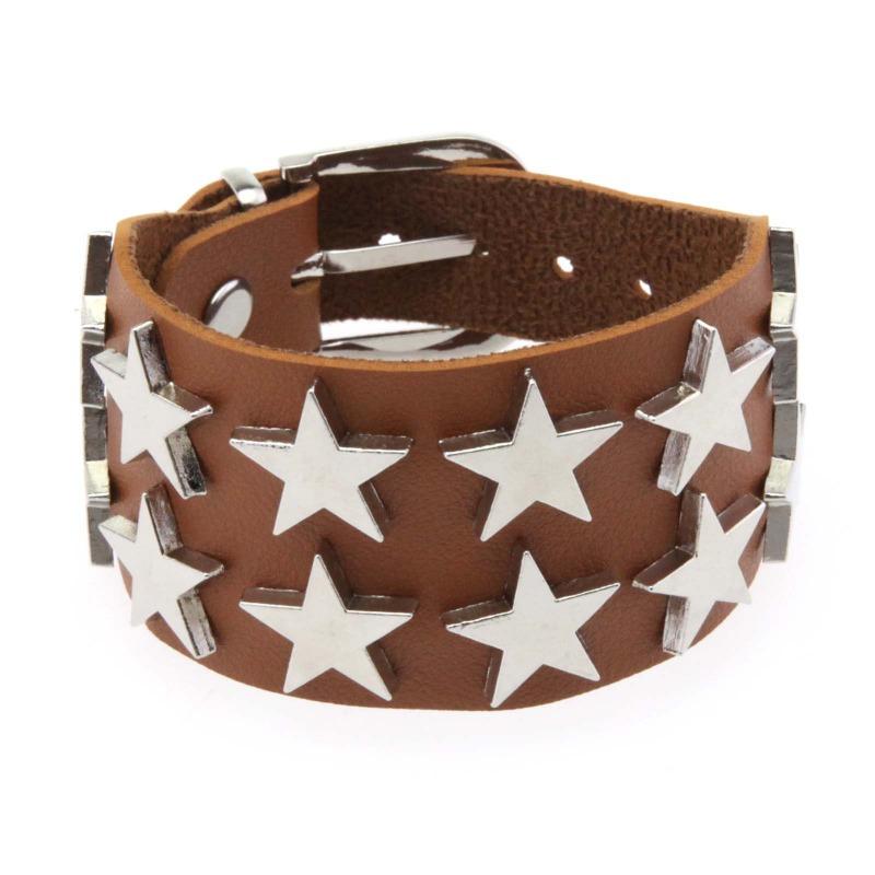 Creative Personality Punk Double Row Pentagram Bracelet Bracelet Simple Popular Versatile Couple Hand Ornament Chain