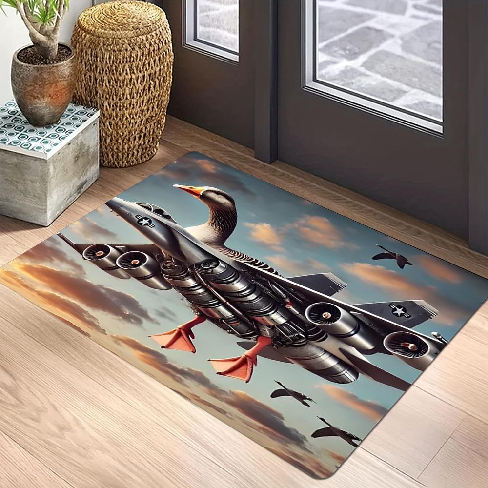 Vintage Military Carpet Mat Rug Crocodile Plane Duck Warplane Animal-Mechanical Home Decoration Creative Floor Mat Floor Mat
