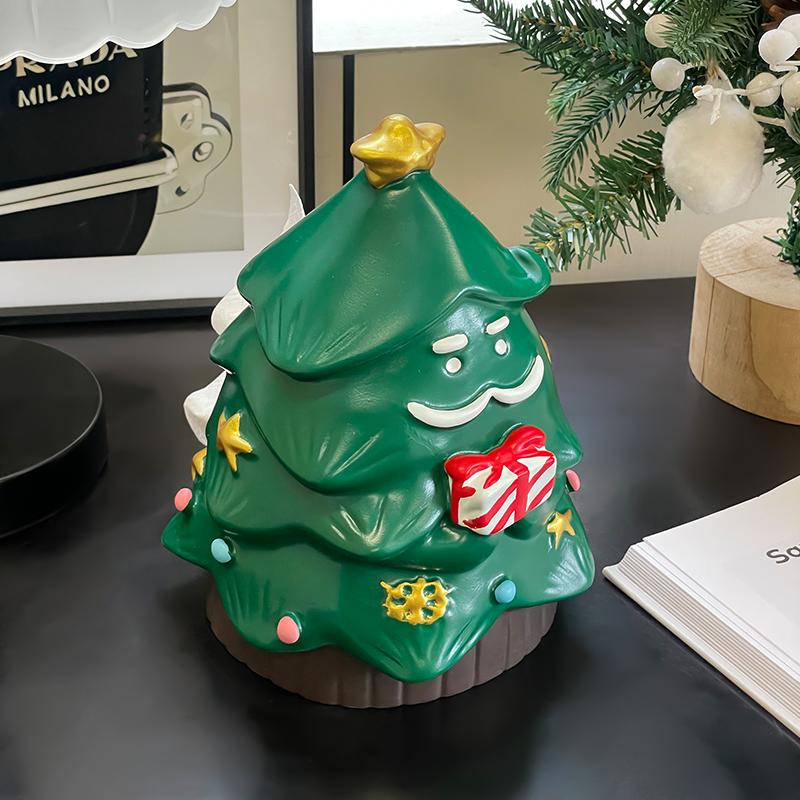 Miniso Cute Christmas Tree Tissue Box Home Living Room Decoration Ornament Tissue Box Atmospheric Kitchen and Bathroom Supplies