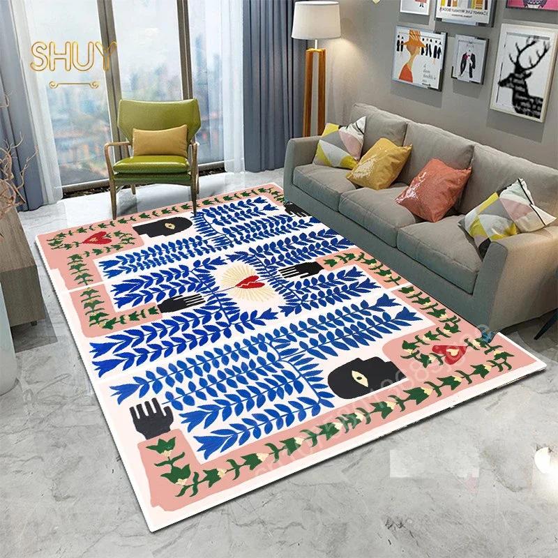 Ancient Egypt Abstract Carpet and Rug for Living Room Mat Colorful Tiger Leopard Figure Bath Non-Slip Bedroom Flannel Home Decor
