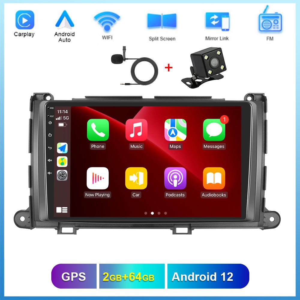 

REAKOSOUND 9 автомагнитола, автомобильное радио, стерео головное устройство для Toyota Sienna 2011-2014, поддержка беспроводной связи Apple Carplay, Android Autoa, GPS, WIFI 4-core 2+64+mic+4led