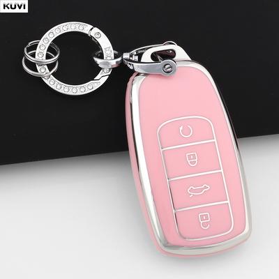 Pink TPU Car Key Case Cover For Chery Tiggo 8 Pro Tiggo 8plus New 5 Plus 7pro Omoda 5 Keychain Protector Shell Fob Accessories