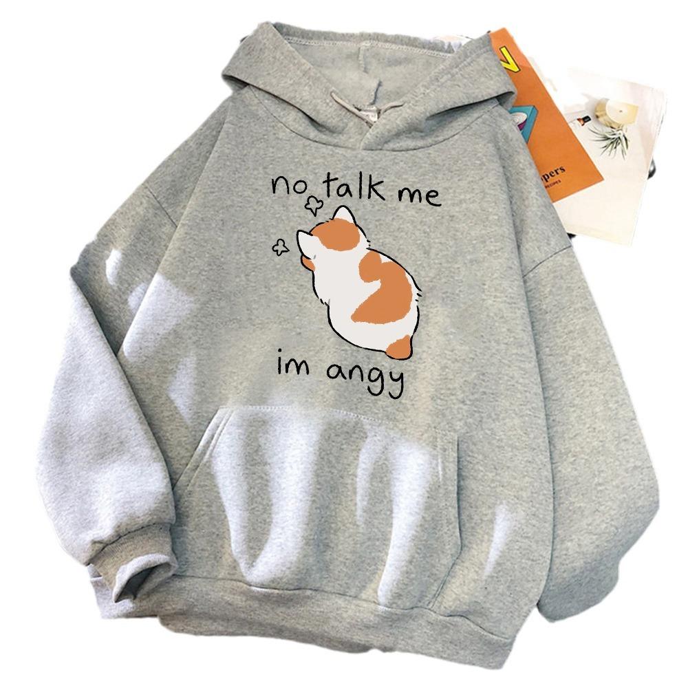 Pussy print hoodie hip-hop sweatshirt drawstring fleece jacket sweater