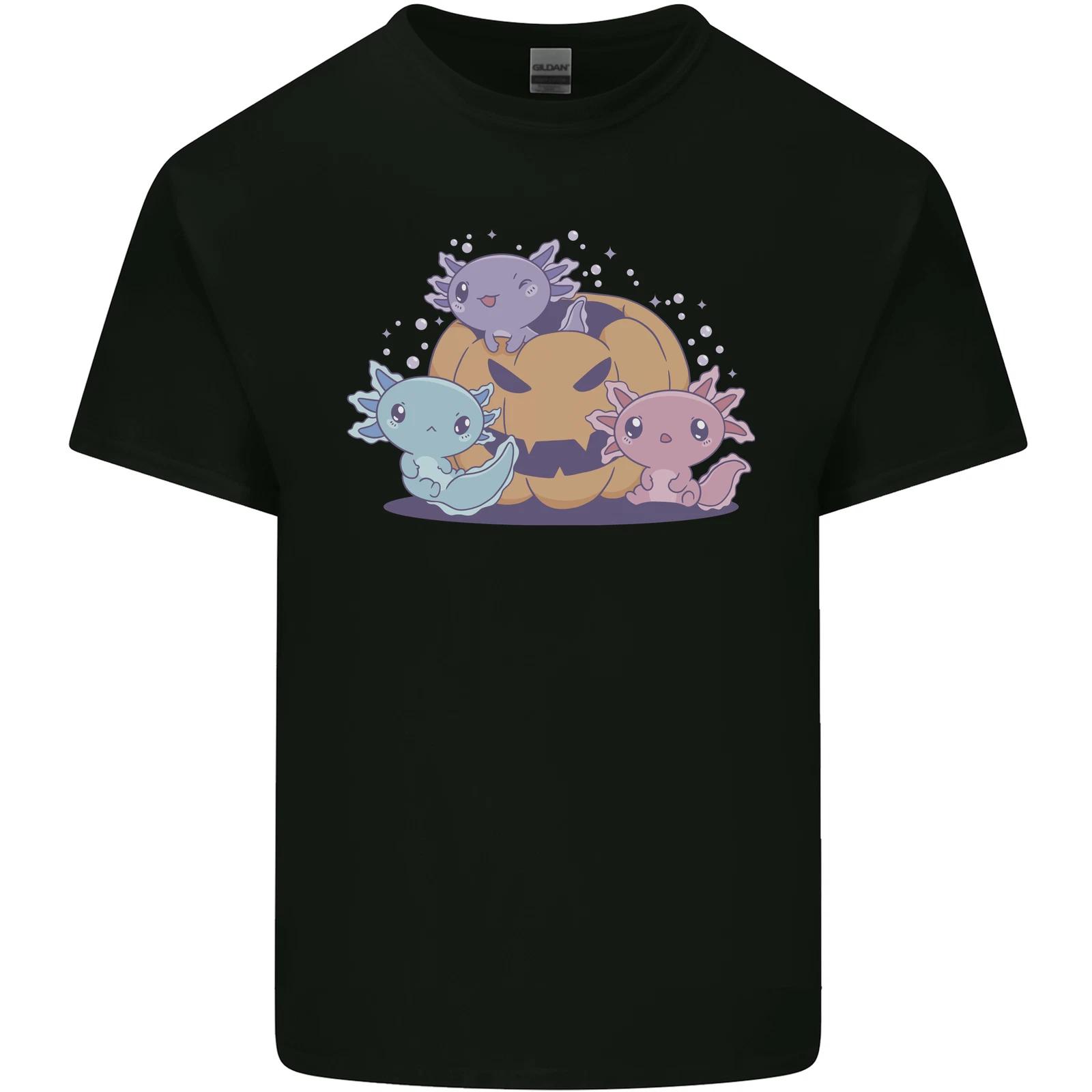 

Axolottle Pumpkin Cute Halloween Kawaii Kids T-Shirt Childrens XL