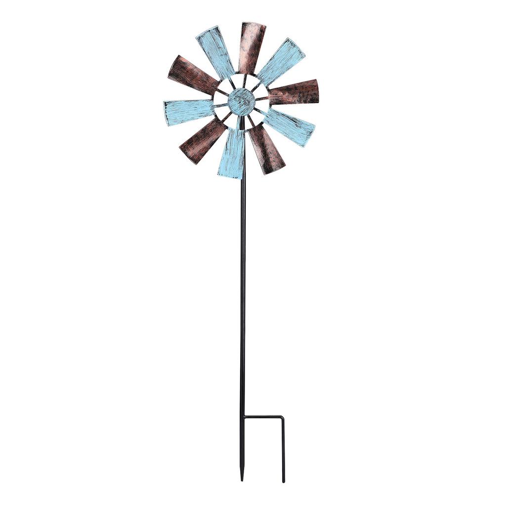 Metal Windmill Stake Water Resistance Outdoor Garden Iron Rotating Windmill Decoration for Yard Patio