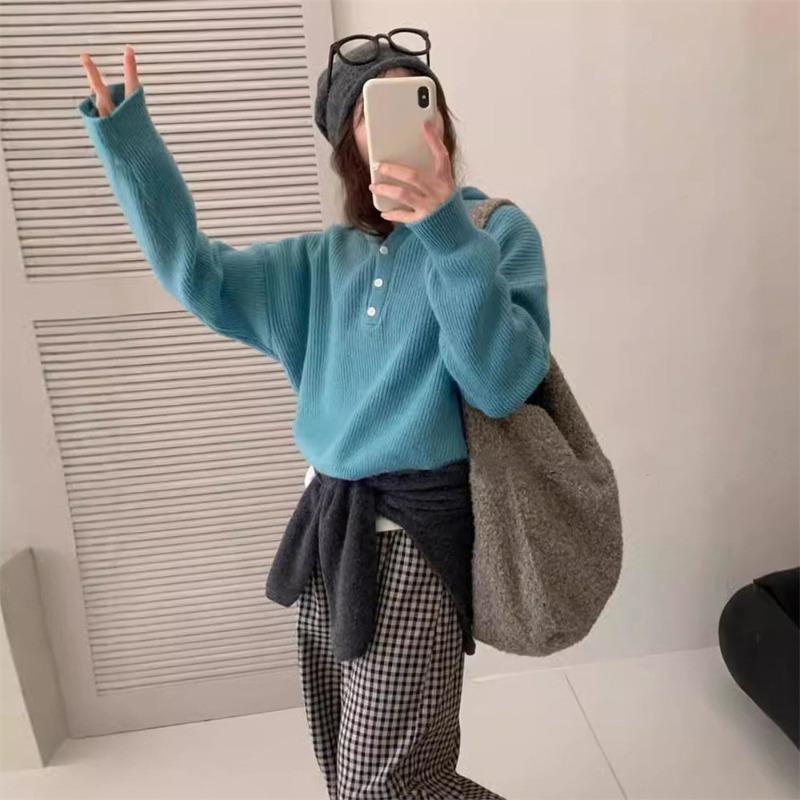 Candy-colored hooded pullover sweater for women's outerwear autumn and winter new lazy style loose and versatile casual knitted sweater top