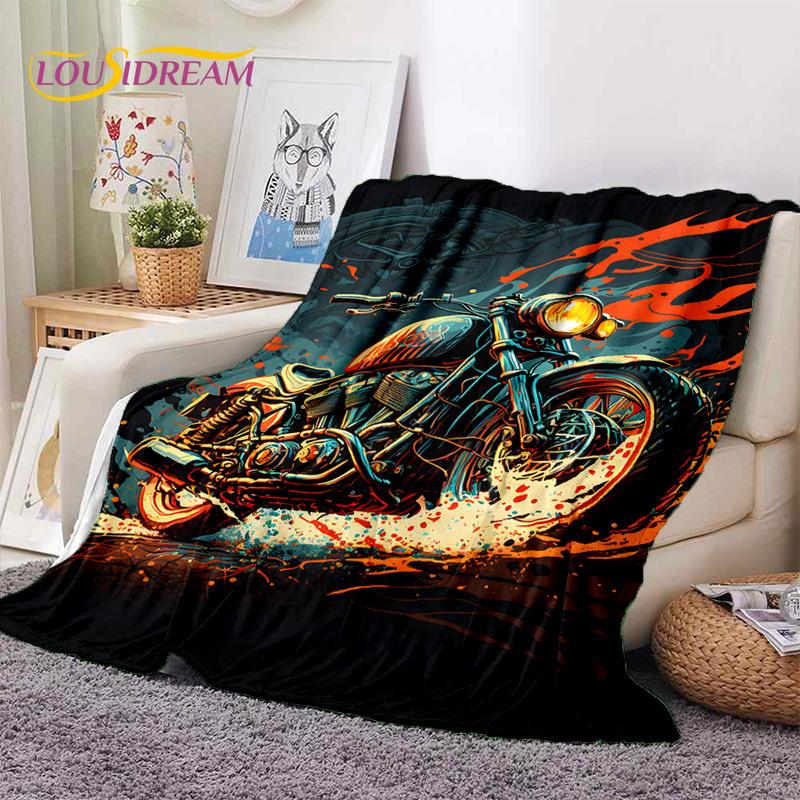 Motocross Motorrad Weiche Decken, Warme Kuscheldecke Bequeme Decke für Picknick Betten Sofa Zuhause Schlafzimmer Wandergeschenk
