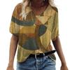 Summer V-neck 3D Printed Retro Irregular Geometric Patterns Top Fashionable Casual Short Sleeved Women's T-shirts