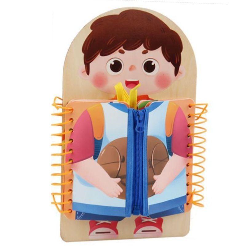 Montessori Holz-Beschäftigungsbrett Früherziehung Kognitives Spielzeug für Kleinkinder