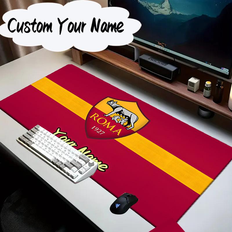 Custom Name Mouse pad Roma Football Club Emblem Mouse Pad Desk Mat, Non-Slip Rubber Backer Pad For Computer Notebook Gaming Mouse Pad Birthday Gift