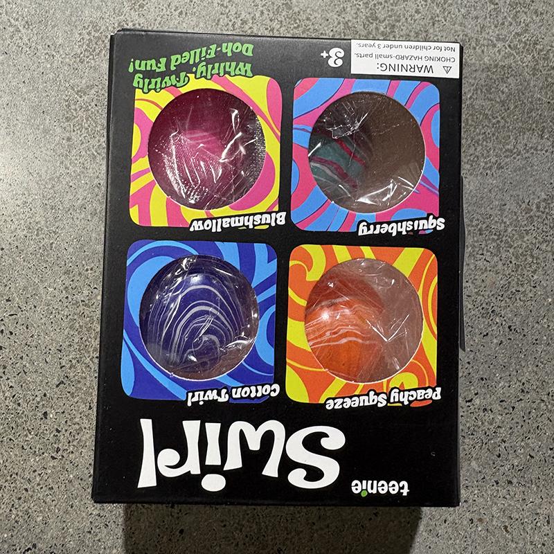 4 szt. Kulki Teenie Swirl na Stres Ultra Miękkie Modelowalne Sensoryczna Zabawka Fidget w Ślepej Pudełku Ulga Anty-Stresowa Dla Dorosłych
