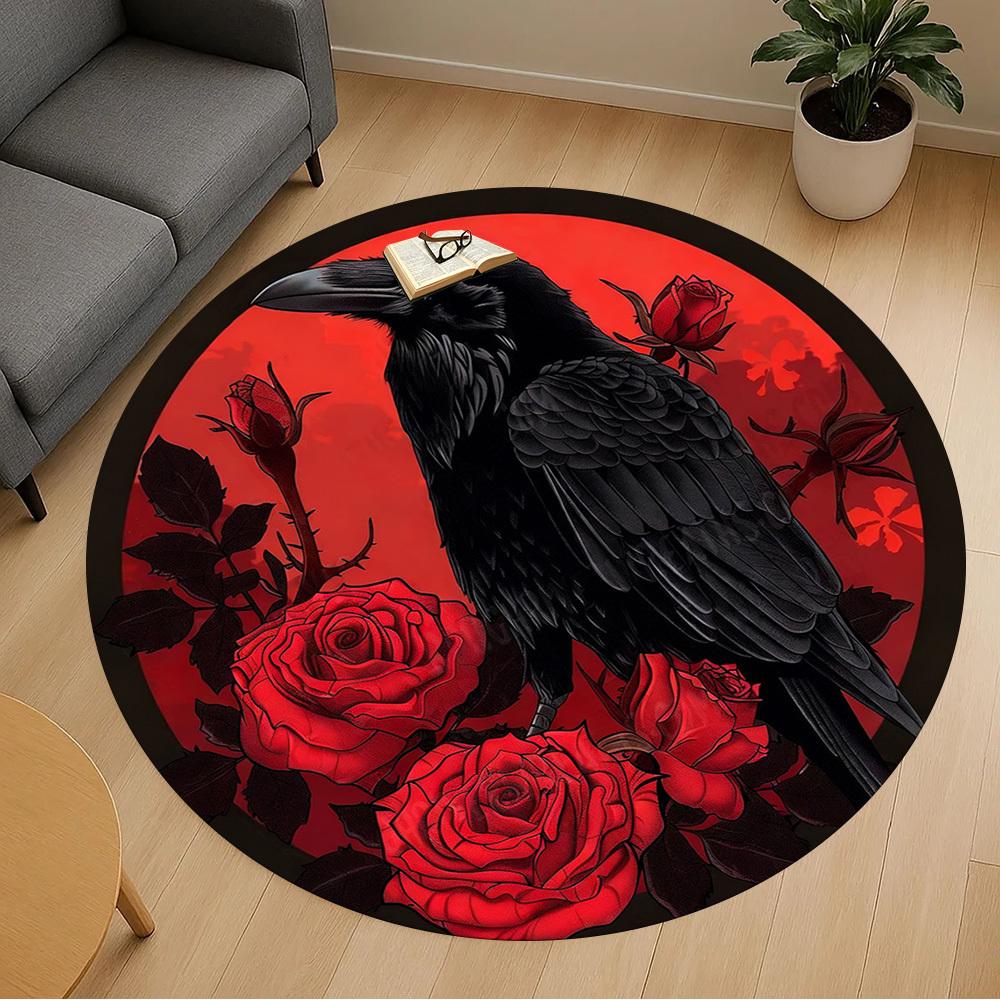 1PC crow roses Office Round Area Rug, Under Office Chairs Bedroom Living Room Home Decor,Carpet for Office, -1110174